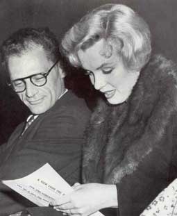 Attending the preview of Arthur Miller's play "View From The Bridge" at the New Watergate Club Theater in London, September 9, 1956.