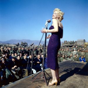 Marilyn-wearing-a-thin-skin-tight-gown-in-sub-zero-temp-while-performing-on-stage-in-Korea-1954-1024x1021