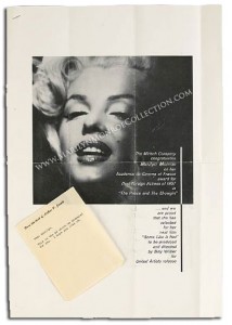 A Marilyn Monroe Received Note from Arthur P. Jacobs