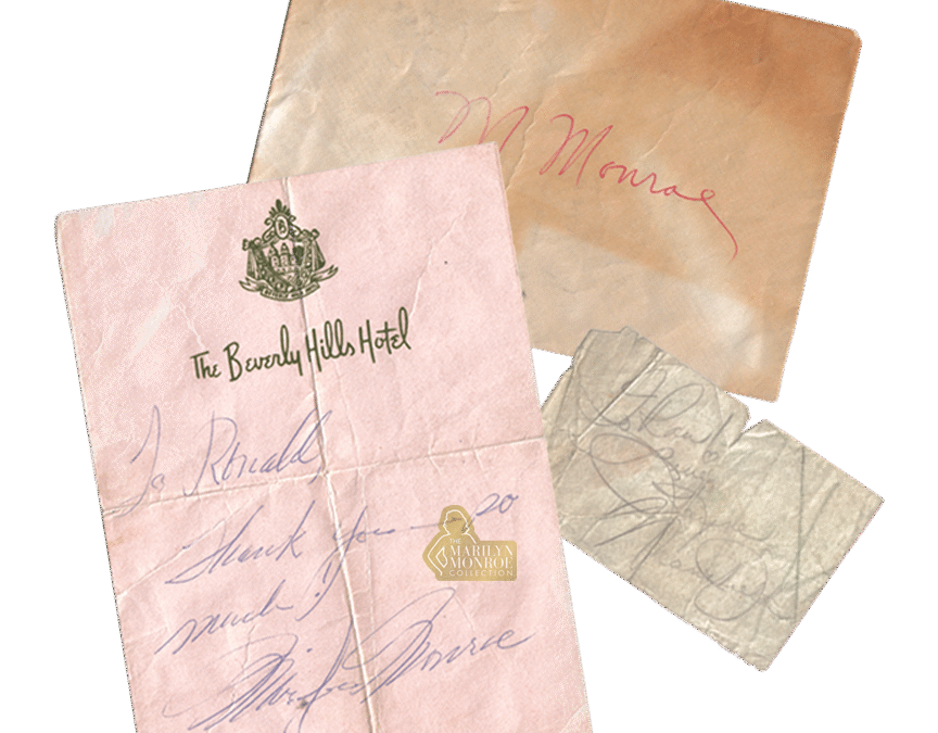Marilyn Monroe Signed Note from the Beverly Hills Hotel