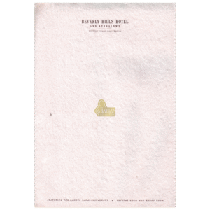 Marilyn Monroe Personal Beverly Hills Hotel Letterhead