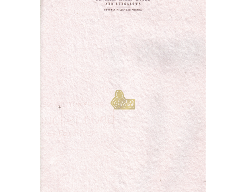 Marilyn Monroe Personal Beverly Hills Hotel Letterhead