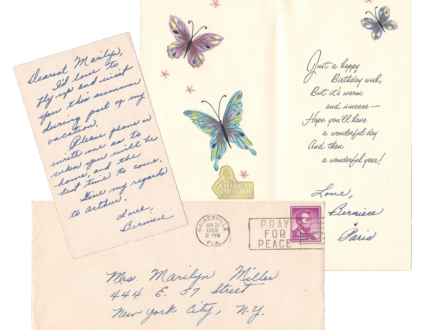 Birthday Card to Marilyn Monroe from Half-Sister Berniece Miracle