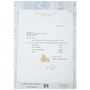 Marilyn Monroe’s Personal Erno Laszlo Receipts and Account Statement, 1958