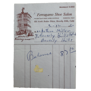 Marilyn Monroe’s Ferragamo Balance Due Invoice