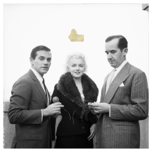 Original Photograph Of Marilyn Monroe With Milton Greene And Edward R. Murrow, April 1955
