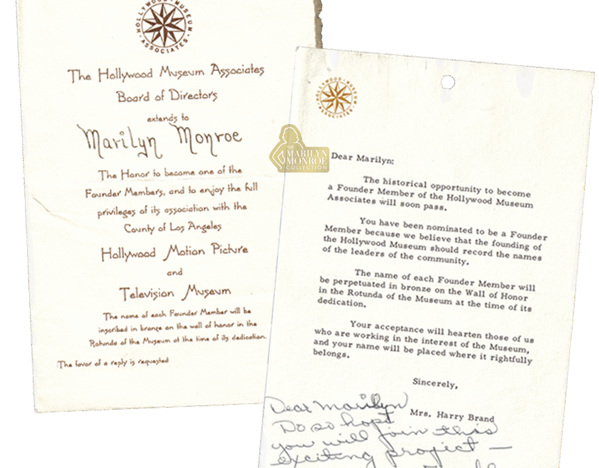 Invitation to Marilyn Monroe from Mrs. Harry Brand