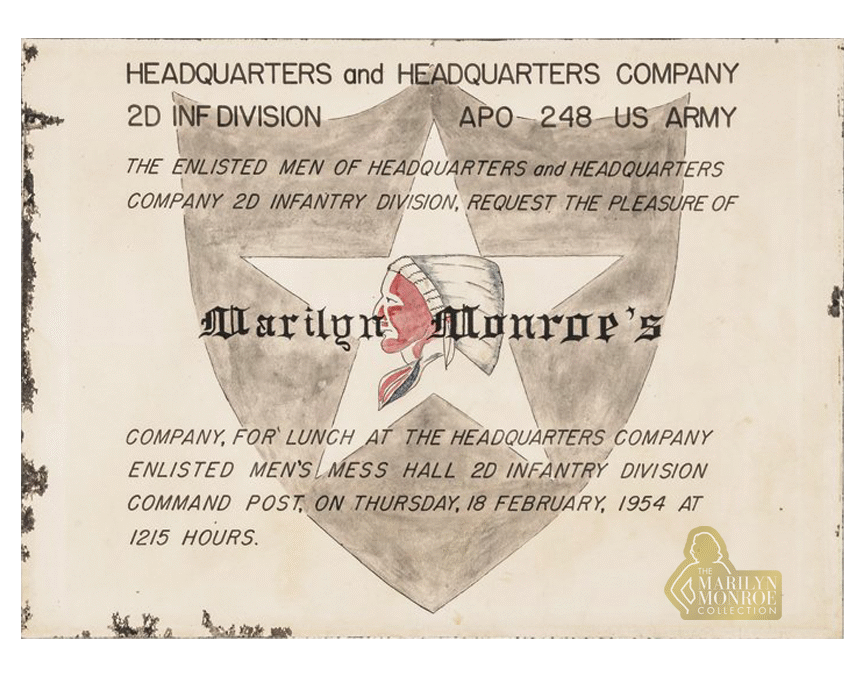 Invitation to Marilyn Monroe from the 2nd Infantry Division in Korea