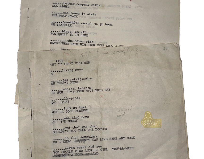 Marilyn Monroe’s Personal Script Sides from The Misfits