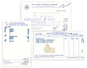 Marilyn Monroe’s Personal New York Telephone Bills, 1955