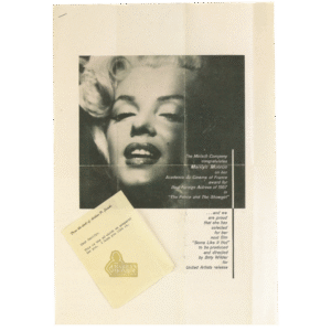 Memo to Marilyn Monroe from Press Agent Arthur P. Jacobs