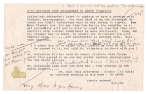 Message to Marilyn Monroe from Producer Henry Weinstein