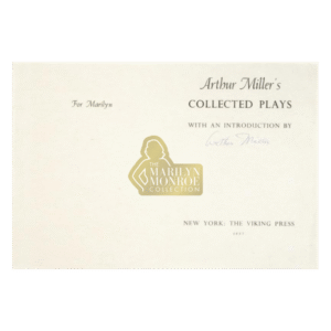 Marilyn Monroe’s Signed Title Page from Arthur Miller’s Collected Plays