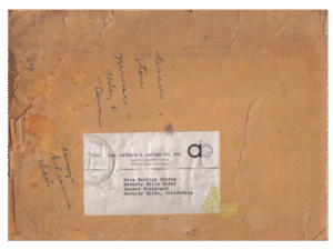 Marilyn Monroe Personal Publicity Transmittal Envelope from the Arthur P. Jacobs Company