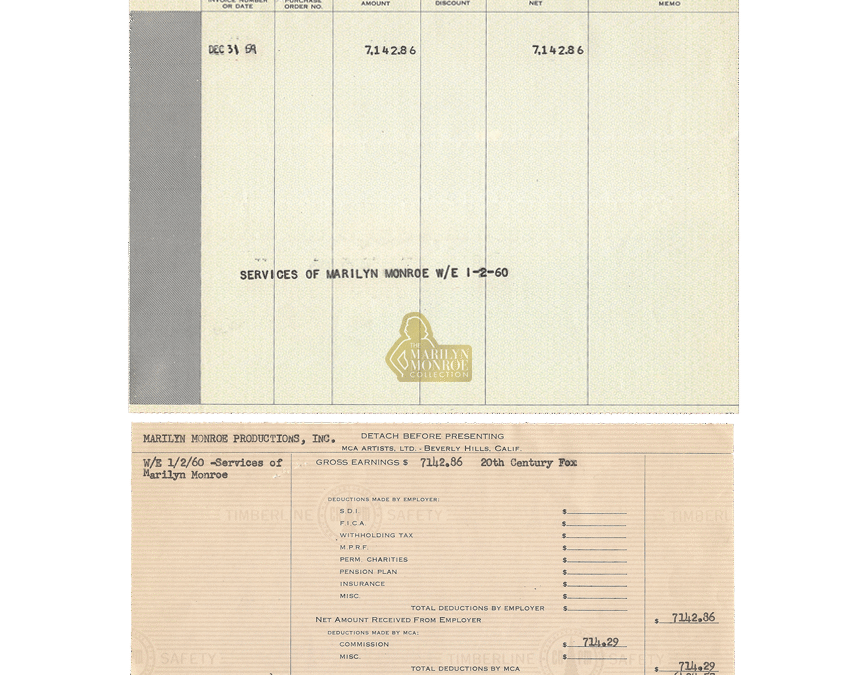 Marilyn Monroe’s Personal Payment Documents for Let’s Make Love, 1960