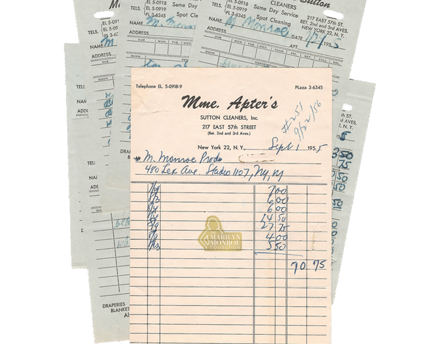 Marilyn Monroe’s Personal Dry Cleaning Receipts, 1955