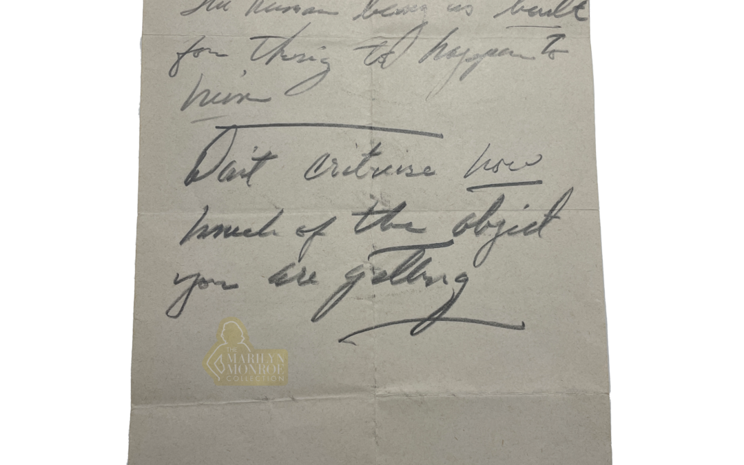 Marilyn Monroe Handwritten Note on Lee Strasberg Memo Paper