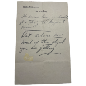 Marilyn Monroe Handwritten Note on Lee Strasberg Memo Paper